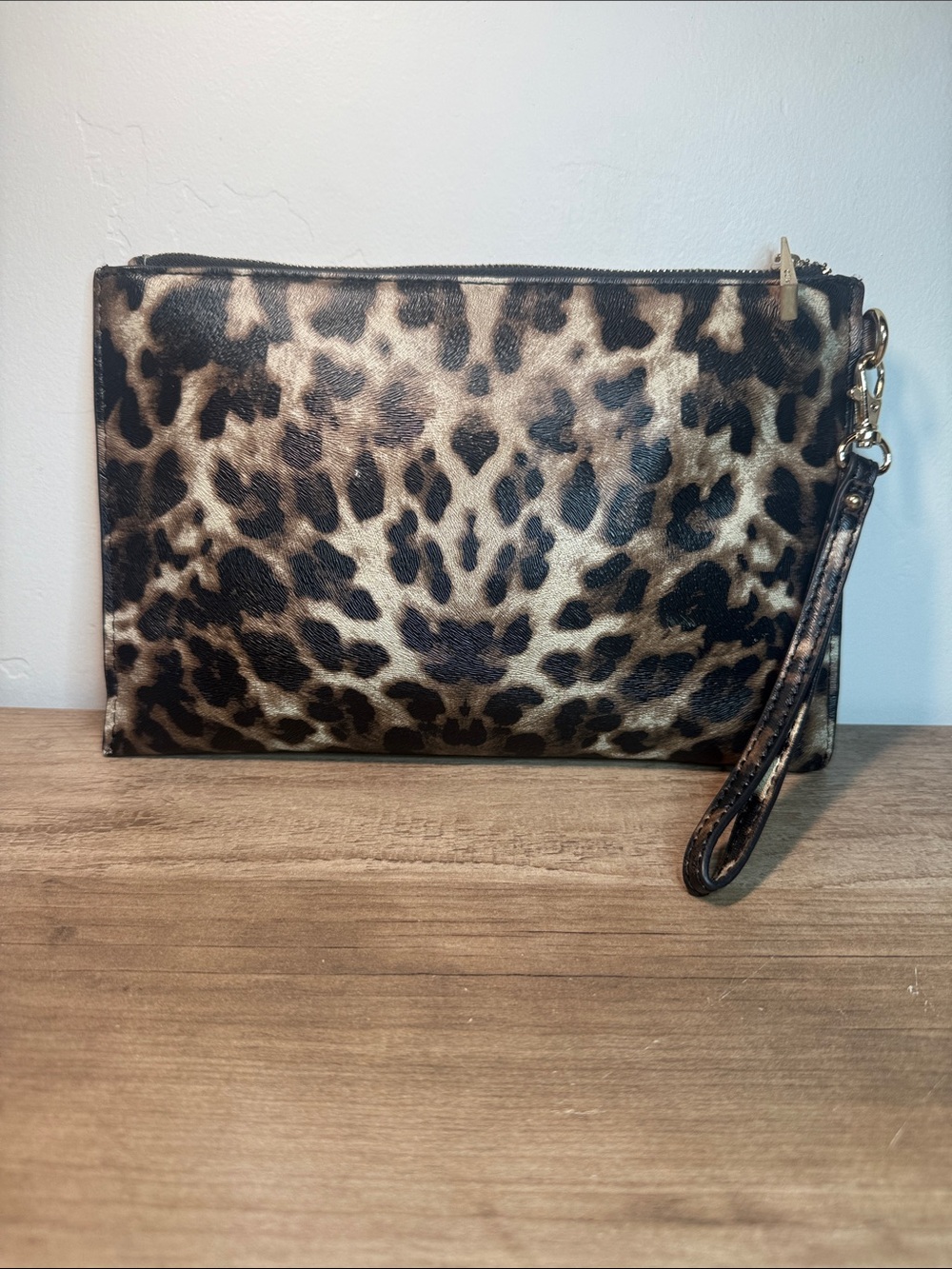 Aldo Leopard Print Wristlet Clutch - Black and Brown